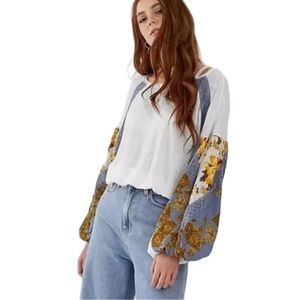 Free People Casual Clash Thermal Top White
